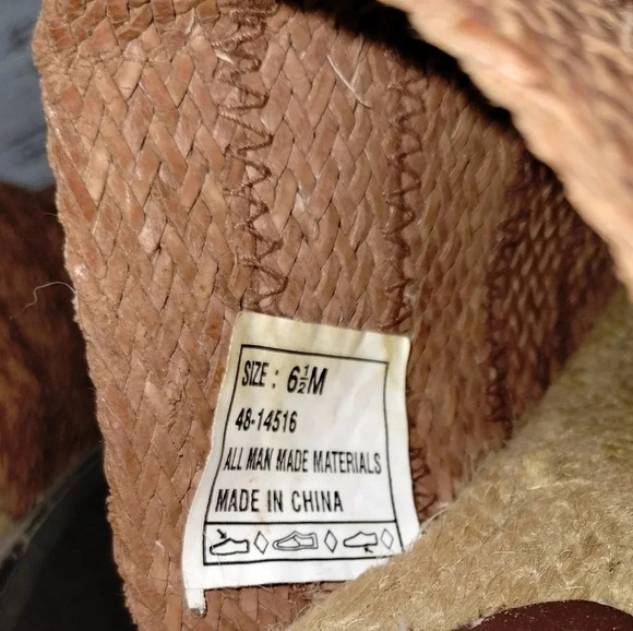 Vintage Candie’s Jute Platform Wedge‎ Slides Tan 90s Y2K Sandal Size 6.5 - Picture 5 of 7